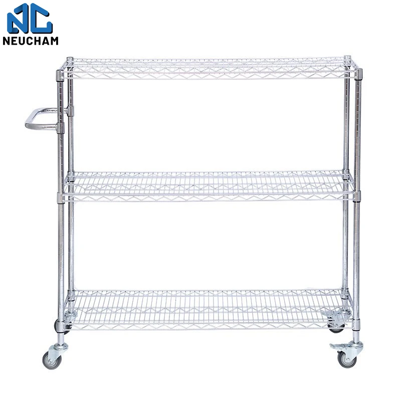 3 tiers warehouse rack push cart transport truck easy to transport with big loading capacity