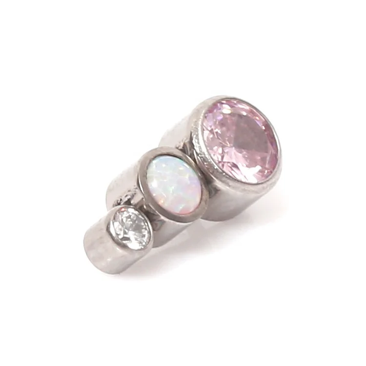 Body Piercing Titanium Internally Threaded Cluster Dermal Top with 3 Crystals