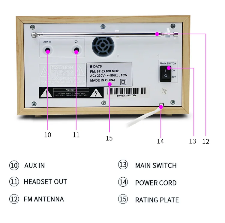 Wooden  home radio AUX-IN BLUETOOTH FM DAB Radios Built-in Mono Speaker