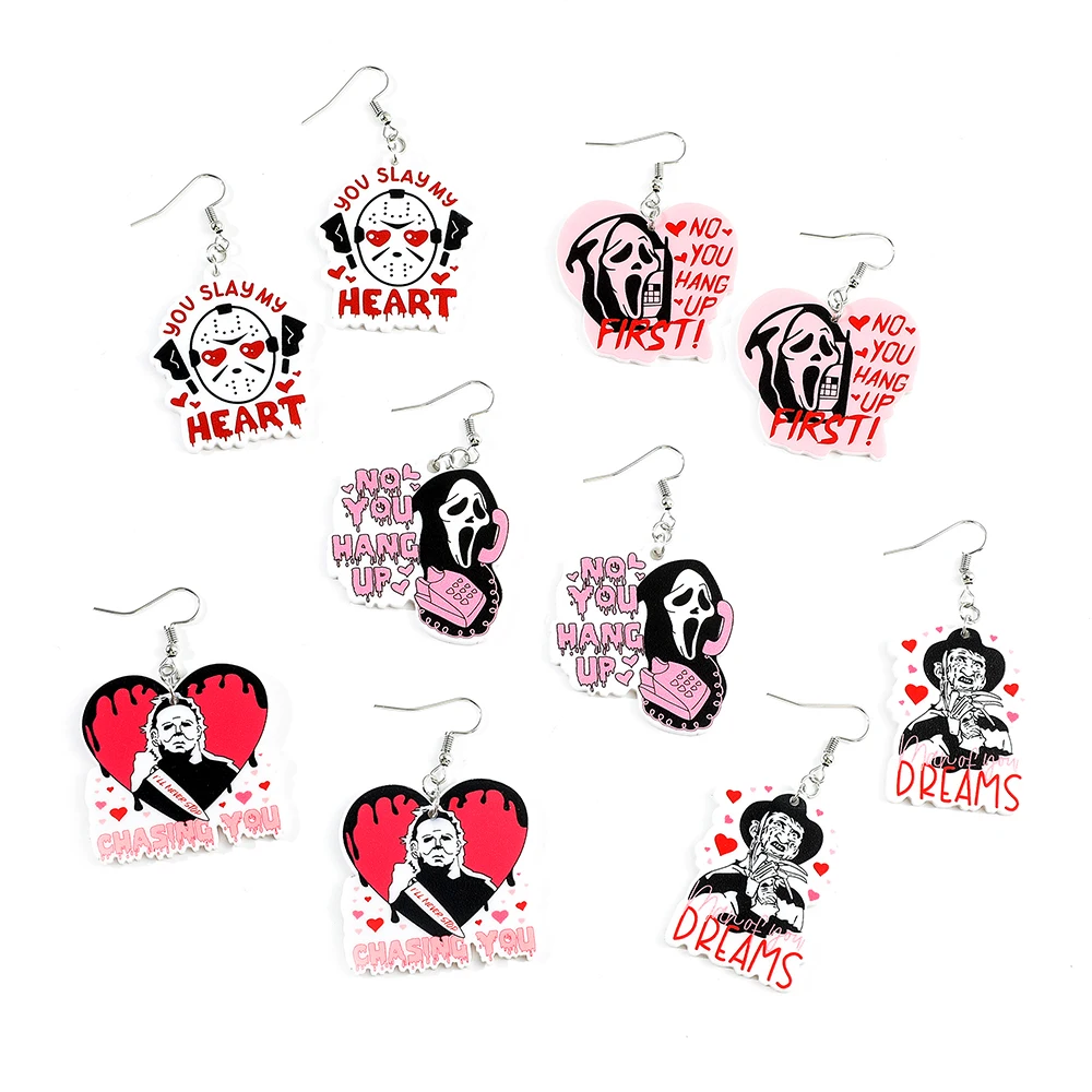 Wholesale Horror Movie Character Earring Cosplay Accessories Horror Style Acrylic Ear Clip For Friends Gifts