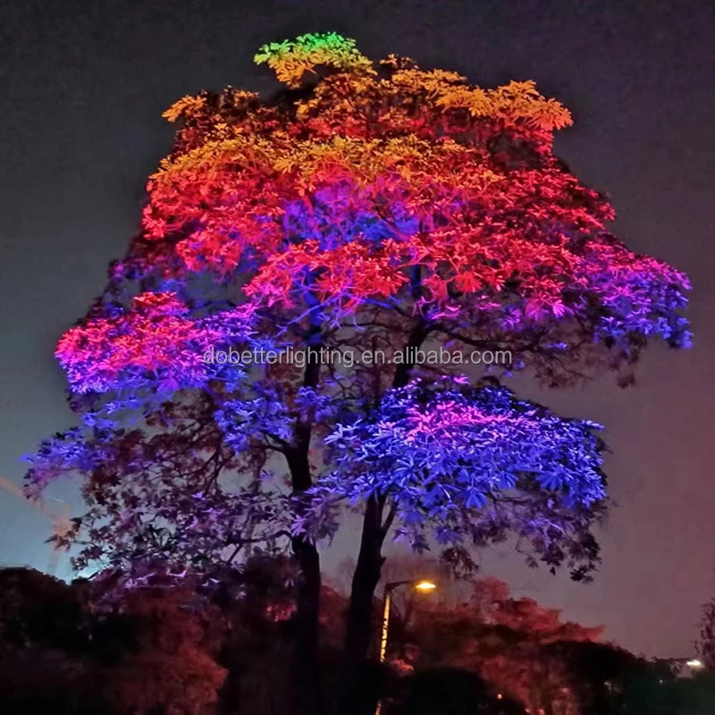 Outdoor decoration tree rainbow RGB floodlight, artificial decoration tiara coconut lighted palm tree light/50W R/G/B color