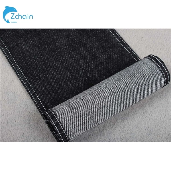 Cheapest Sulfur black cross hatch slub stretch cotton lycra denim fabric