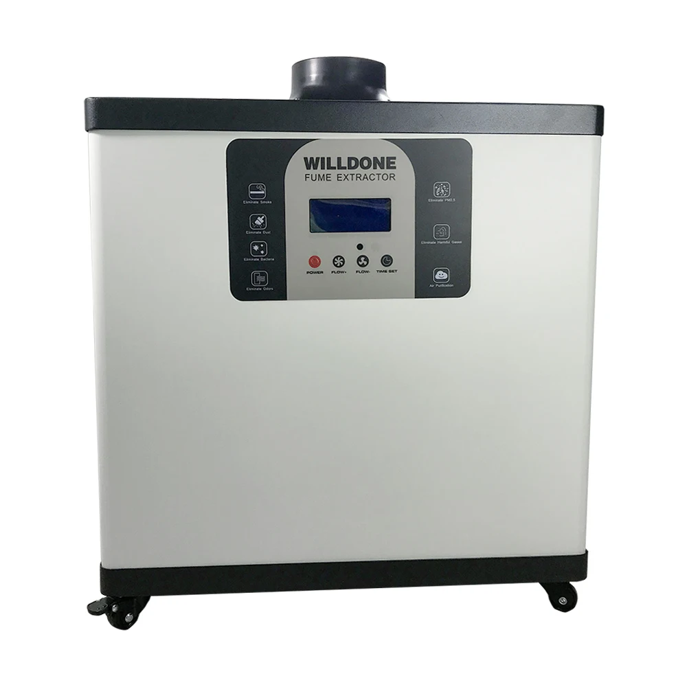 High filtering efficiency welding fume extractor for small workshops