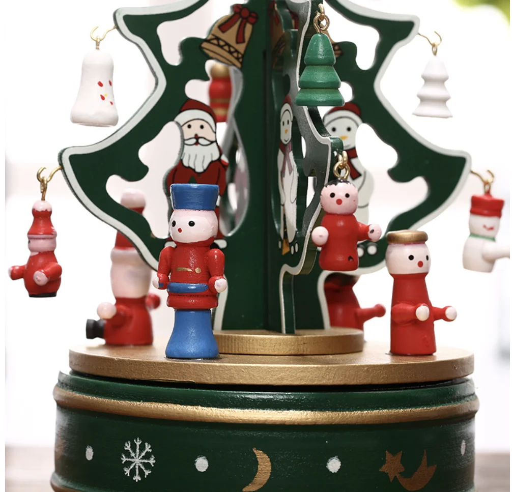 factory price wholesale Wood crafts Christmas Tree Vibration Music Box