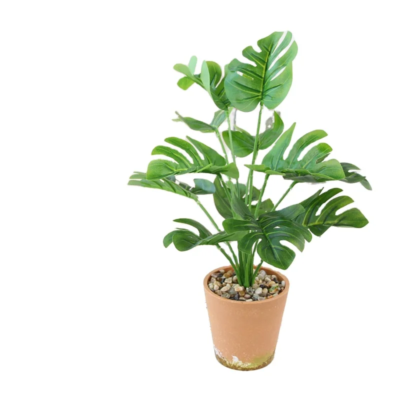 bonsai plastics artificial banyan tree in pot for table top decor