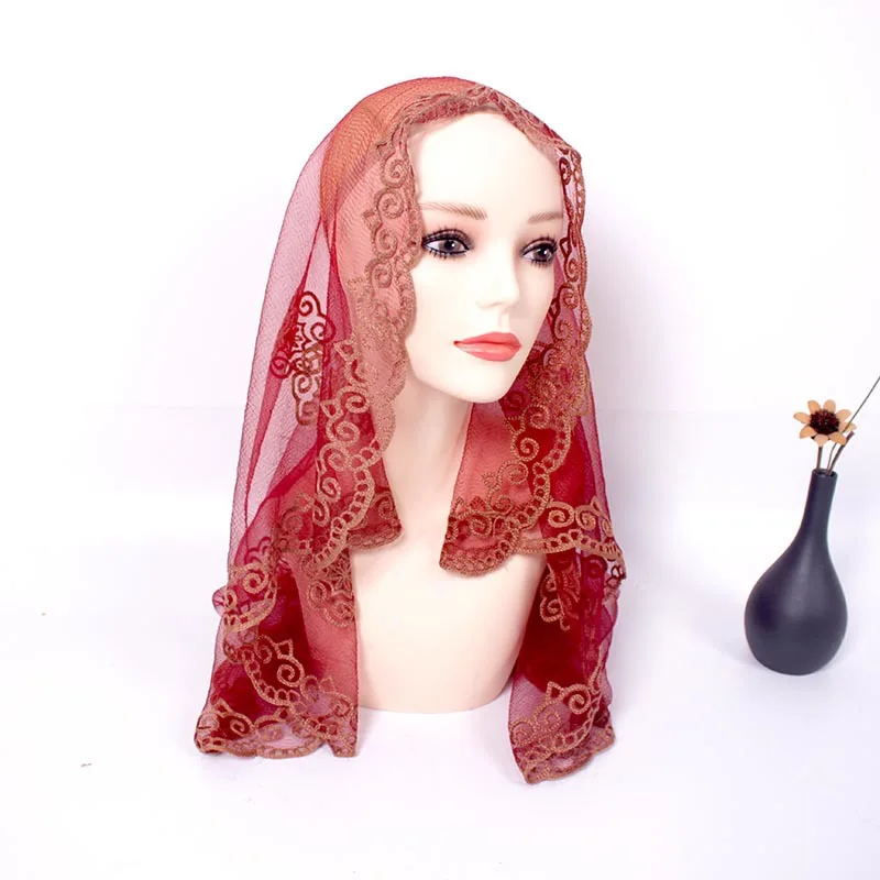 Wholesale Fashion Embroidery Voile Lace Veil Muslin Scarf Women Hijab for Head Covering