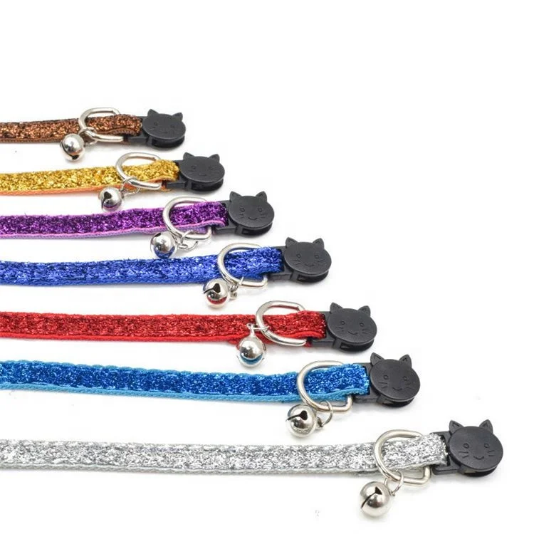 
Amazon Hot Sale Wholesale Multi-Colors Gold Velvet Adjustable Bell Cat Collar 