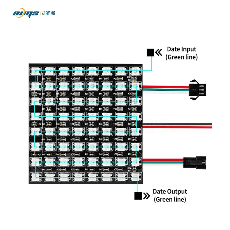 5V WS2812B 5050 Светодиодная цифровая панель 8*8 8*32 16*16 Гибкая индивидуально Адресуемая настенная декоративная светодиодная матричная Пиксельная