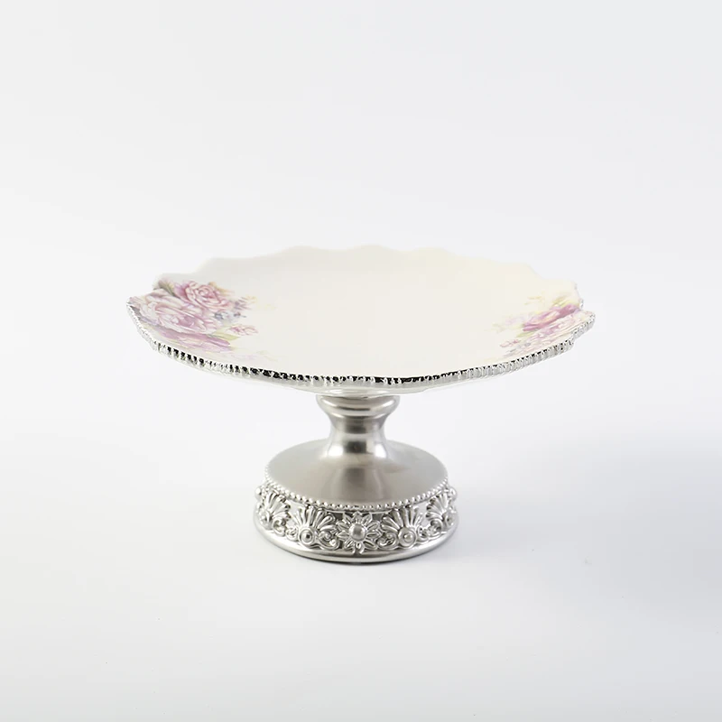 European Nordic Wedding  Cake Stand Silver Edge Afternoon Tea Display Stand Tray