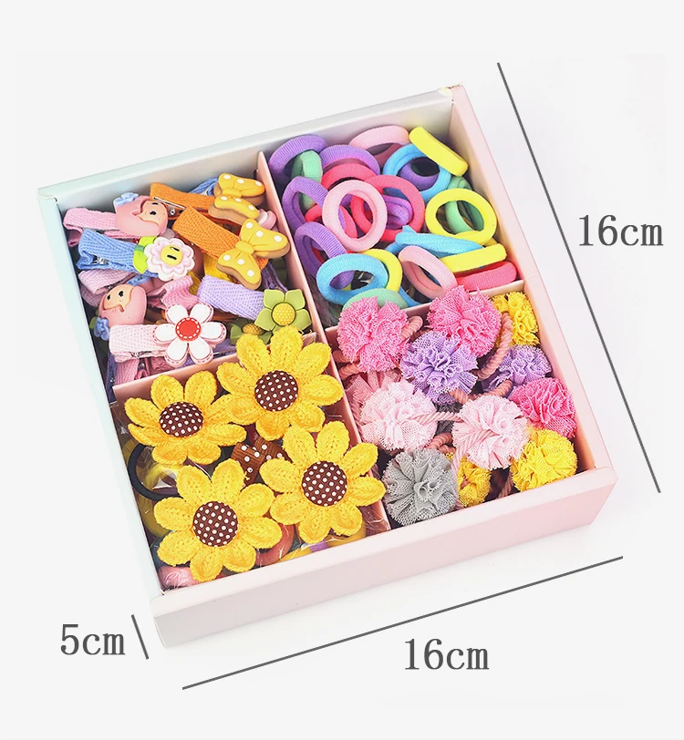 Fashion Baby Girl Set of 24 pcs Princess Crown  Lovely Rabbit Kids Colorful Fabric Cartoon Flower Hairclips