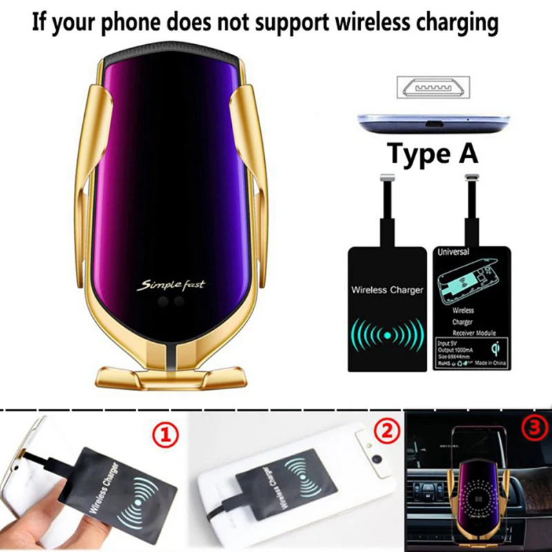 Car air outlet holder Automatic clamping Infrared Induction Portable Car Smart Wireless Quick Charger For iPhone Android