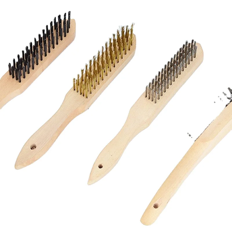 Wood handle wire brush
