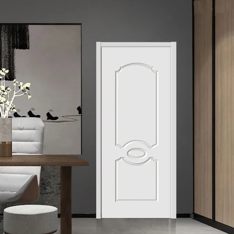 white primer MDF moulded wooden door cheap price door skin for houses interior slab door factory wholesale
