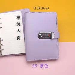 2022  hot sales A6 personal size binder ,macaroon pu leather cover with passport lock,6 rings cipher trunk binder planner