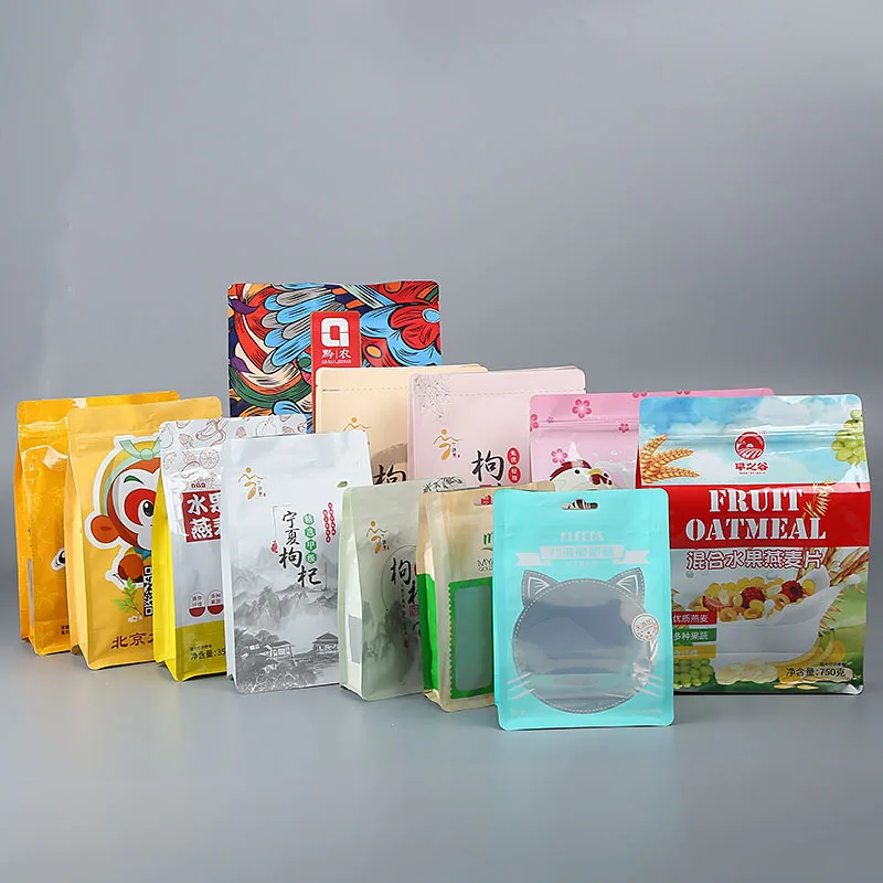 Wholesale custom logo size pouch stand up ziplock plastic bag for dried food packaging zipper bag stand up pouch