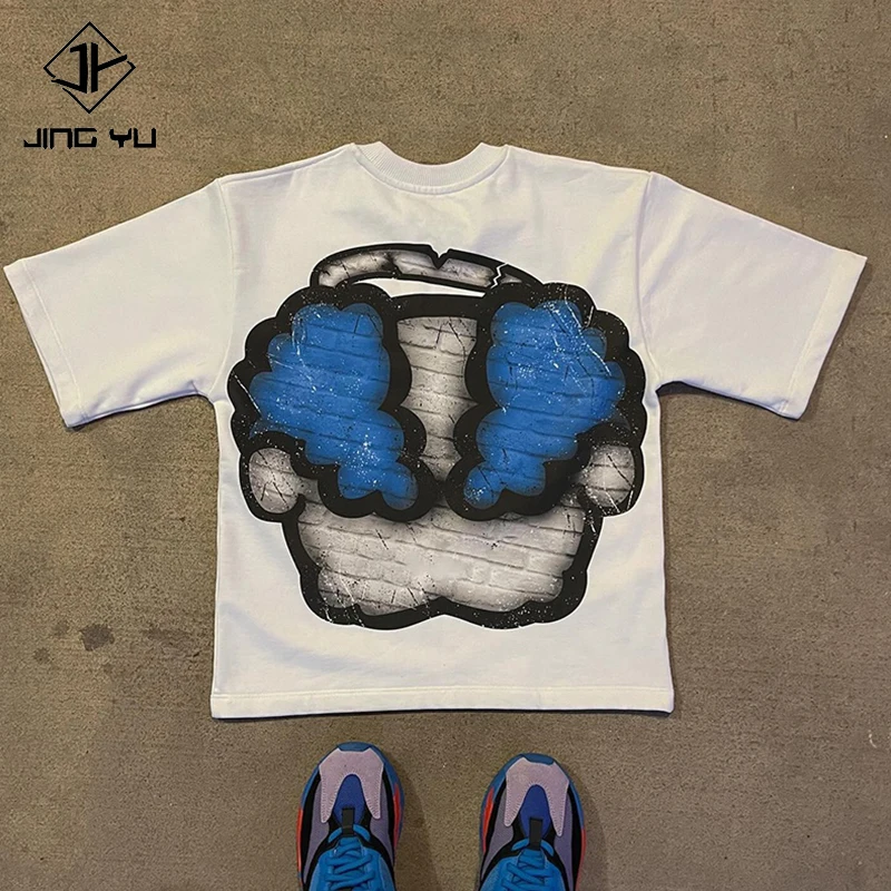 Custom manufacturer Fitted t-shirt heavyweight oversized tees 100% cotton boxy cropped dtg print cartoon graphic t shirt men