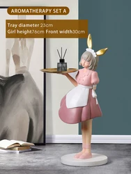 Nordic Luxury Floor Resin Large Girl Tray For Home Decorations