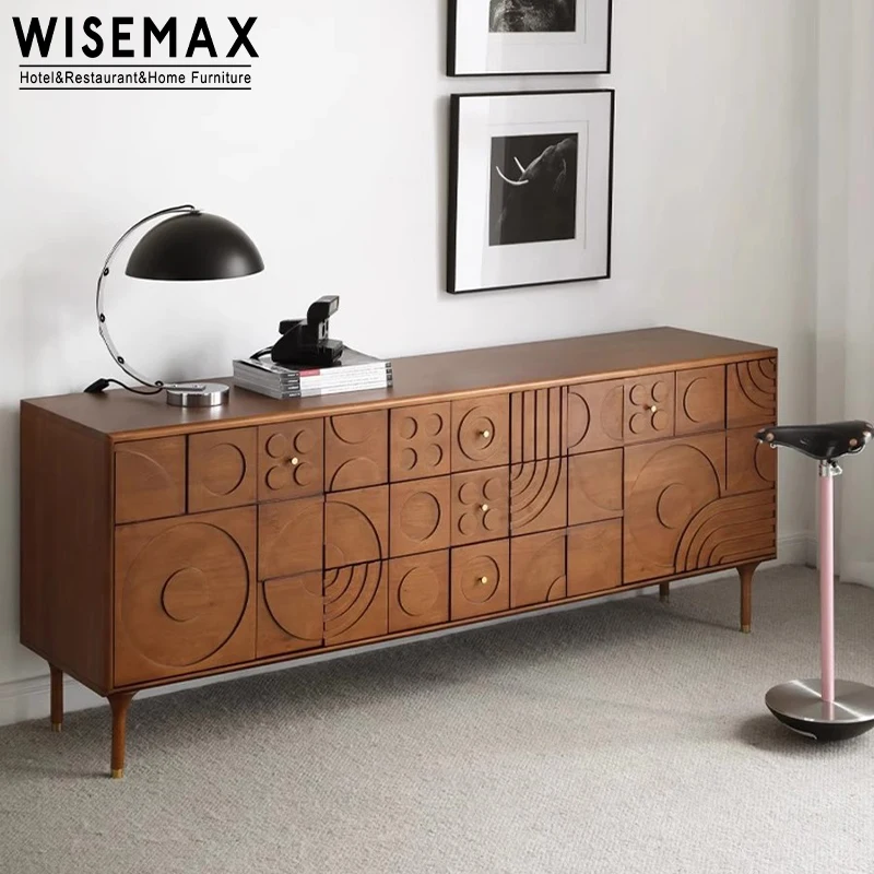 WISEMAX мебель классический коричневый дизайн гостиной шкаф для телевизора из массива дерева с ящиками хранения домашний входа