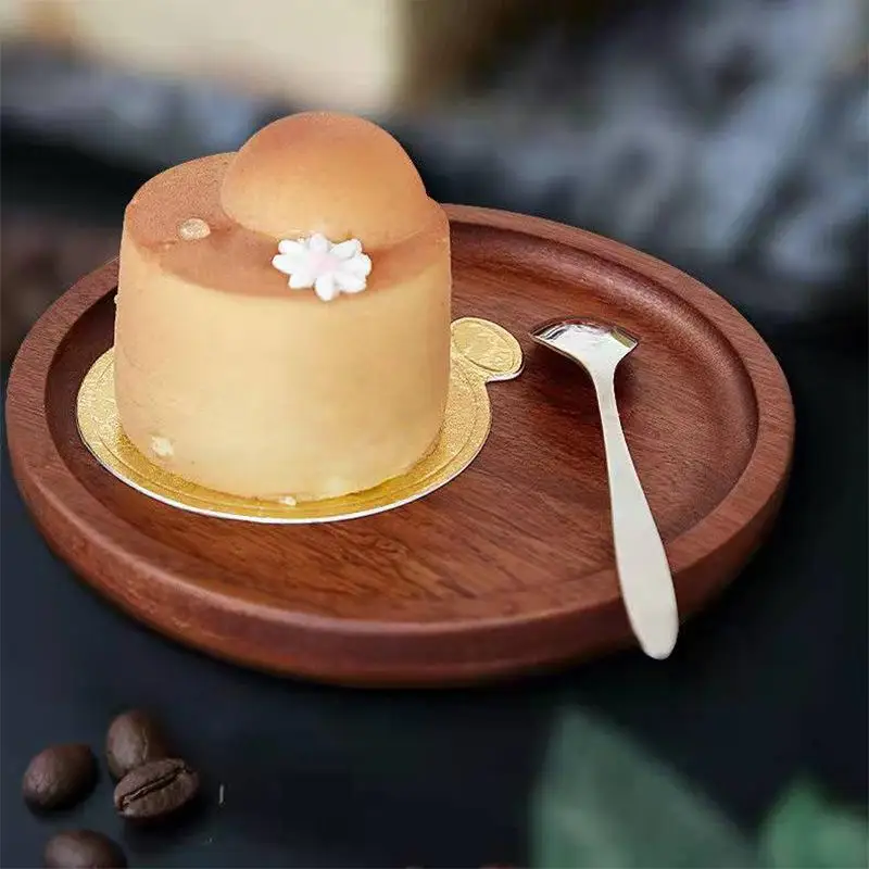 Factory hot selling bamboo and wooden tray rolling tray wood food plate acacia wood tray