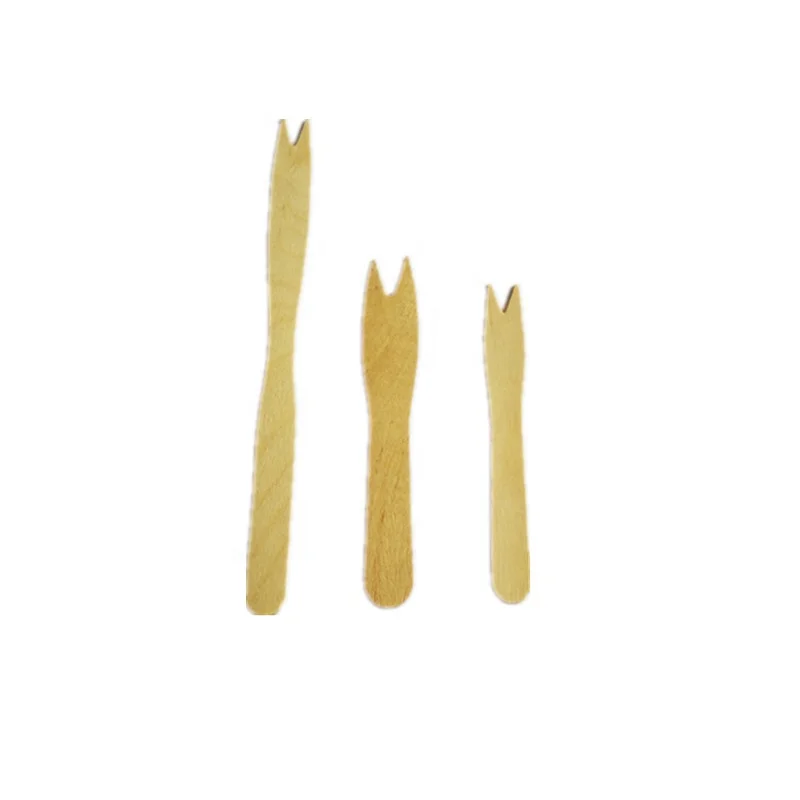disposable wooden fruit fork 85mm  desert  and fruit fork/party cake fork
