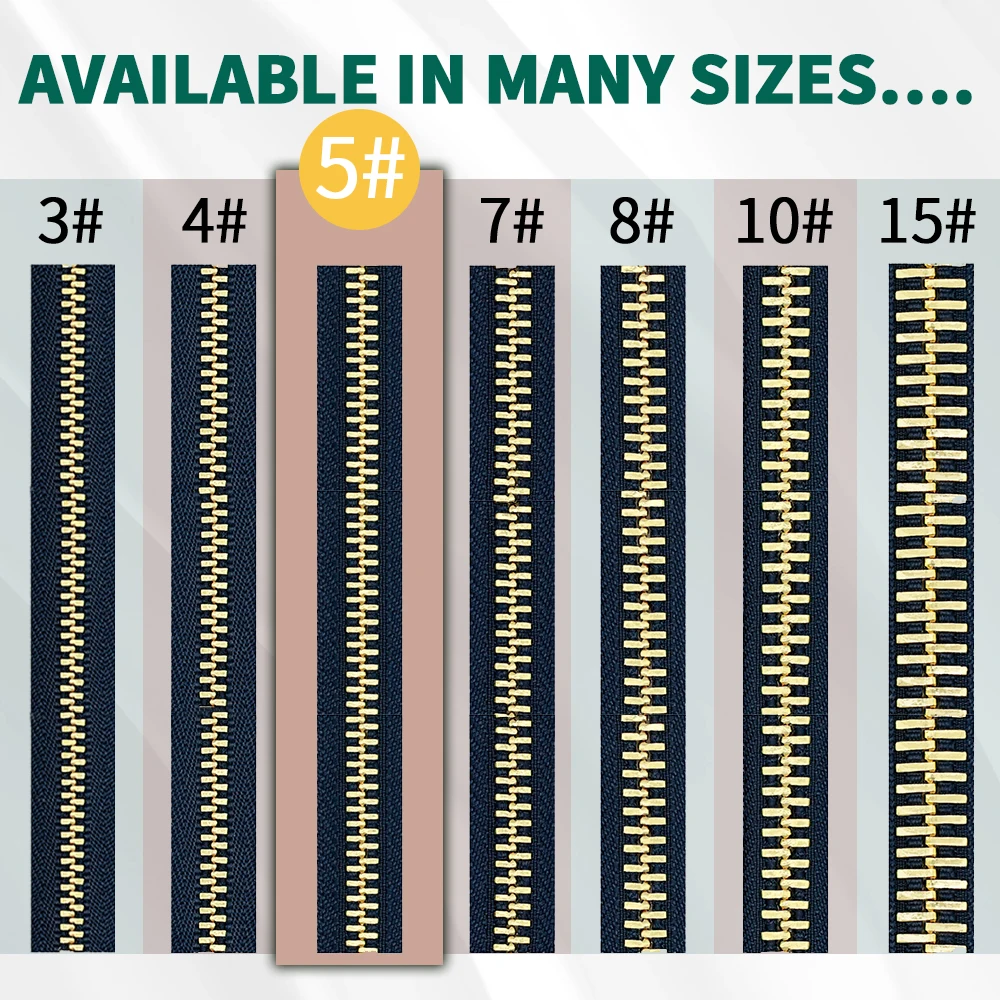 Low Price Wholesale M5# 5.5Kg /100 Meter/ Rolls Long Chain Brass Y teeth Metal Zippers ForJeans Bag Clothing Garment Dyed Tape