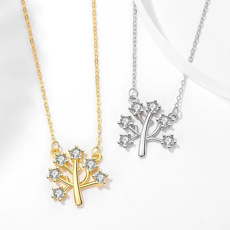 Оптовая Продажа 925 из стерлингового серебра Дерево Позолоченные звенья цепи листья ювелирные изделия ожерелье наборы