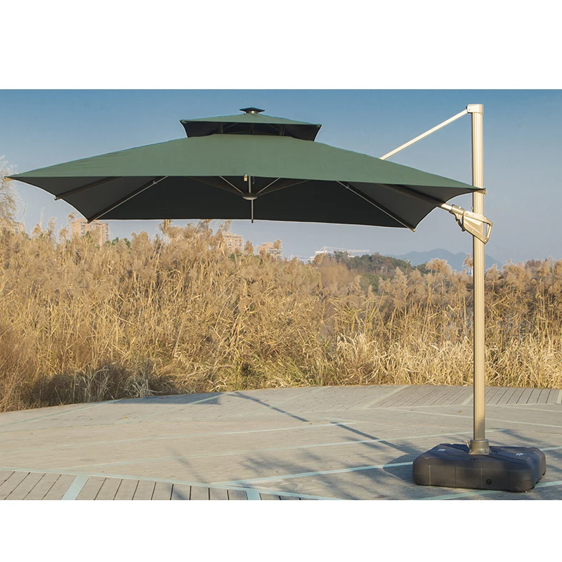 Glamping promotional big umbrella outdoor parasols umbrellas outdoor garden solar patio umbrella with led lights
