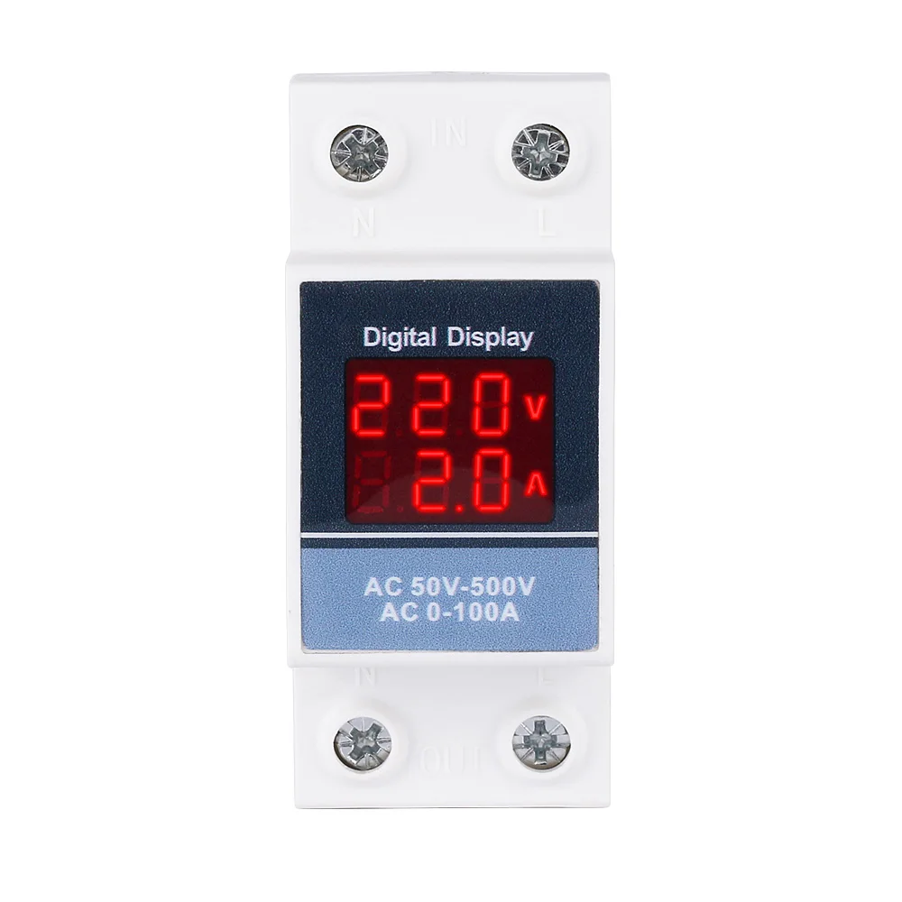 2 Pin1Din rail type digital display ammeter voltmeter modular instrument