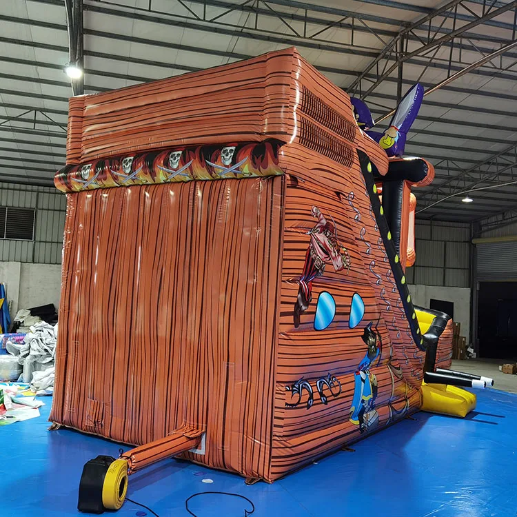 Popular giant trampoline and pirate ship bouncer inflatable titanic slide for sale