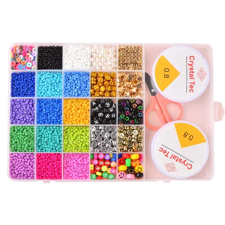 Children Educational Doy Clay Beads Craft Kit For Bracelet Making Glass Seed Beads Eyeglasses Chain