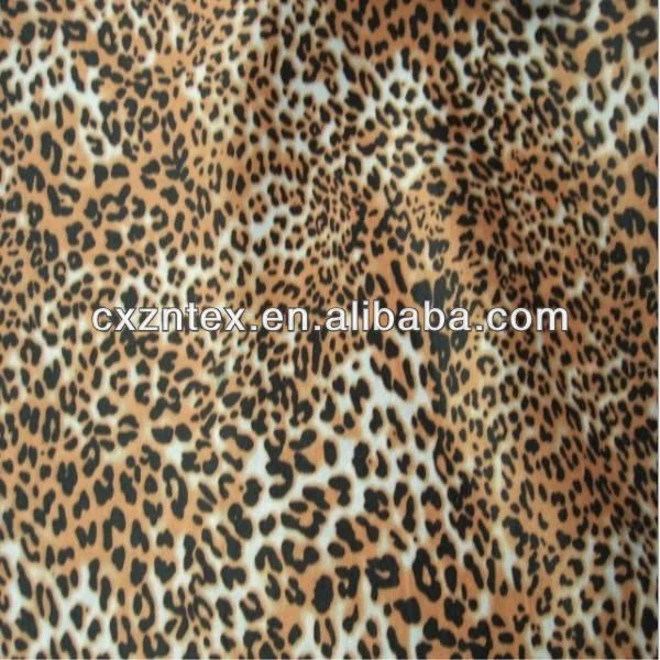 100% polyester leopard printed satin fabric