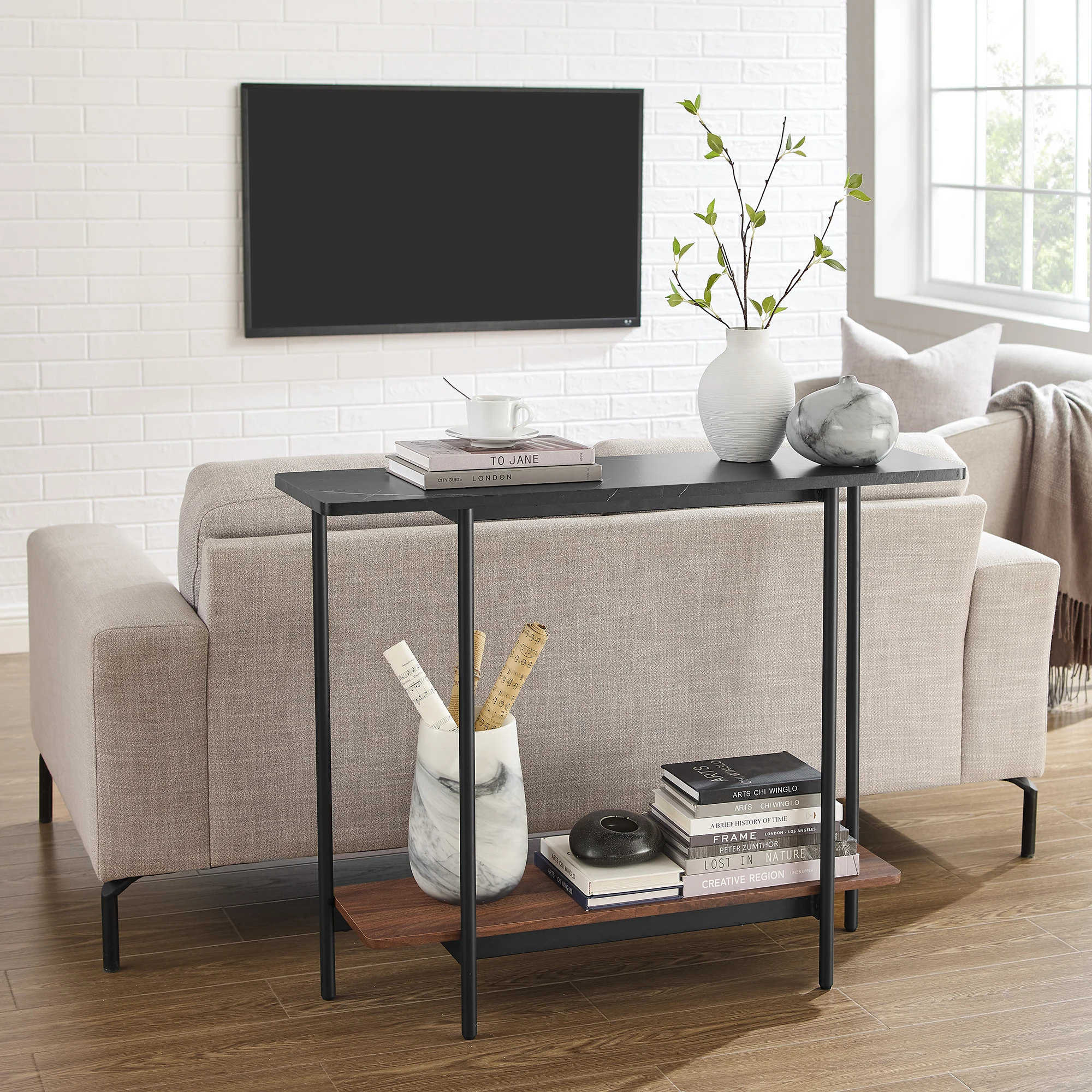 VASAGLE Hallway Black Narrow Sofa Table Living Room Decorating entry tables Console Table