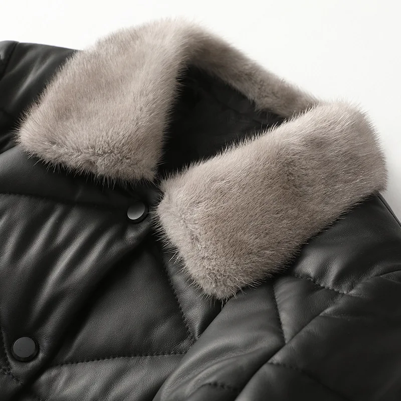 Autumn and winter new fur coat women short slim fashionable mink fur collar fur coat women