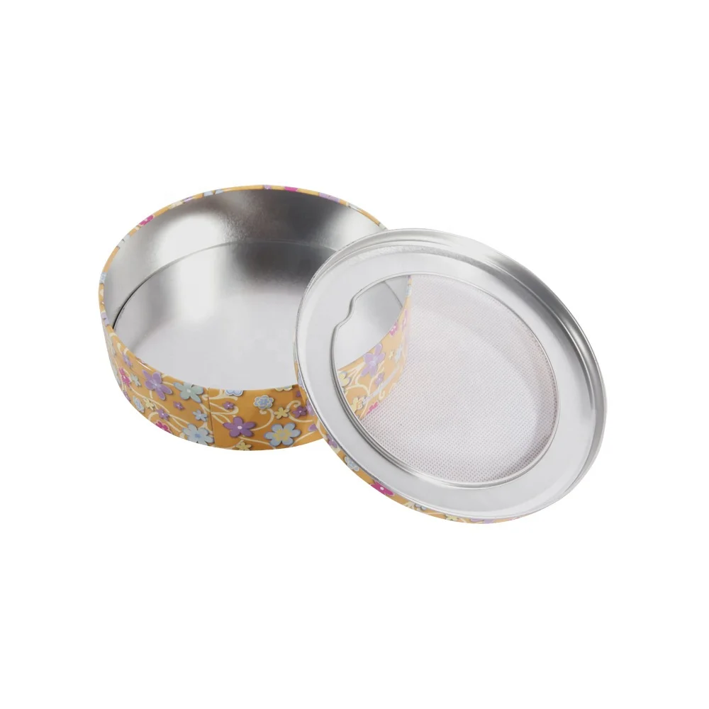 Wholesale Customized Tin Box Round Food Grade Fancy Tin Beautiful Soap Box Red with The Pvc Windows Packing Cake Tin