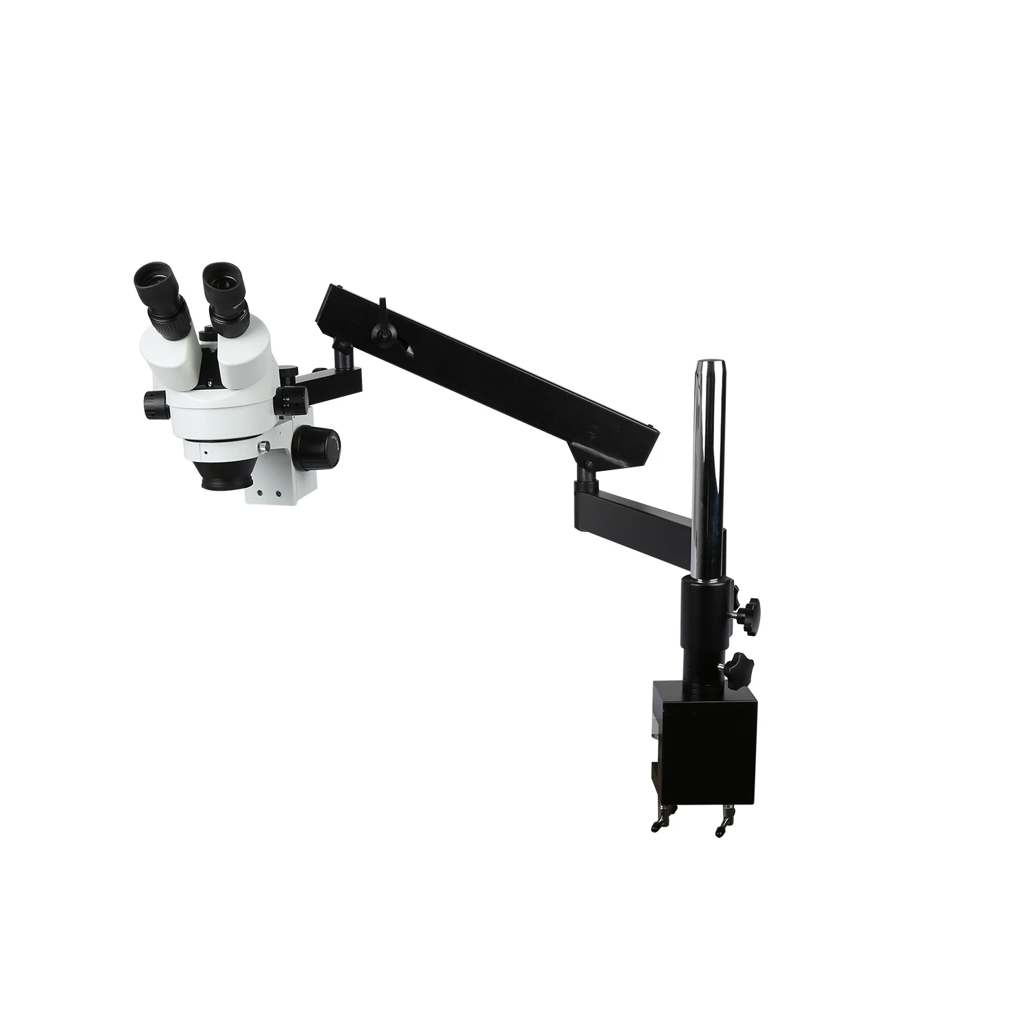 Kaisi 37045A-FLB Trinocular Microscope 7x-45x Black Industrial Blue White with big table stand Continuous Zooming Microscope
