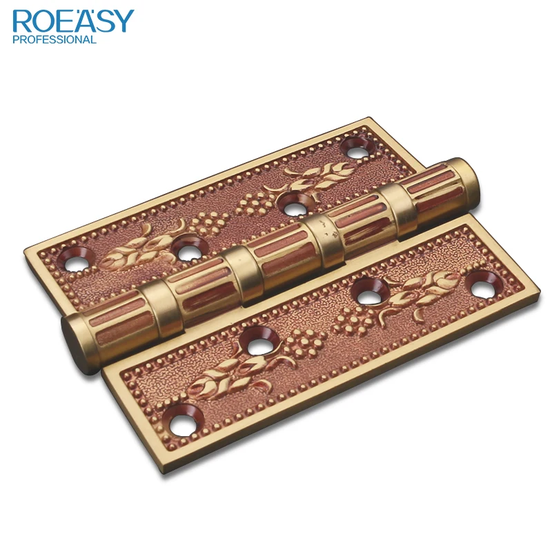 ROEASY European style luxury wooden door metal pivot hinge 4BB ball bearing 4 inch mute flush brass door hinge for heavy door