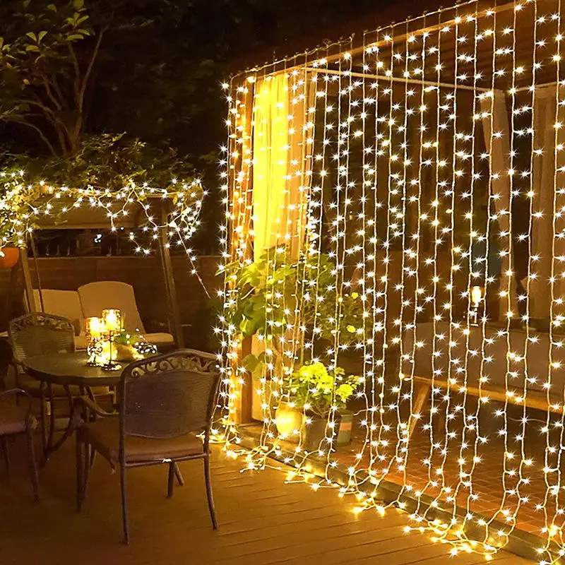 Merry Christmas Curtain Light Twinkling Star Moon Waterfall Wedding Led Window Ramadan String Light garden light