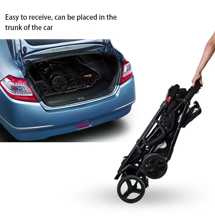 Portable baby stroller lightweight folding adjustable two-person stroller for travel