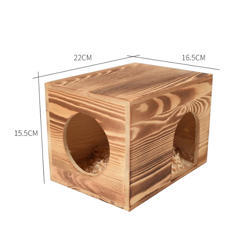 Wooden pet cat litter winter insulation house creative chinchilla litter pet log house hamster cage small wooden box