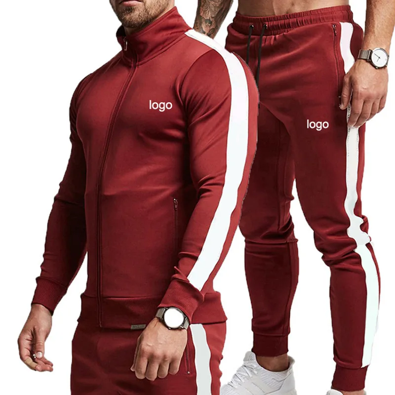 Custom plus size pullover sport Two Piece set with zipper training wear jogging suit sportswear men tracksuit