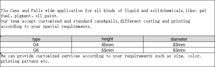 Wholesale high quality tinplate gel fuel tinplate cans empty alcohol cans with metal top, fuel can