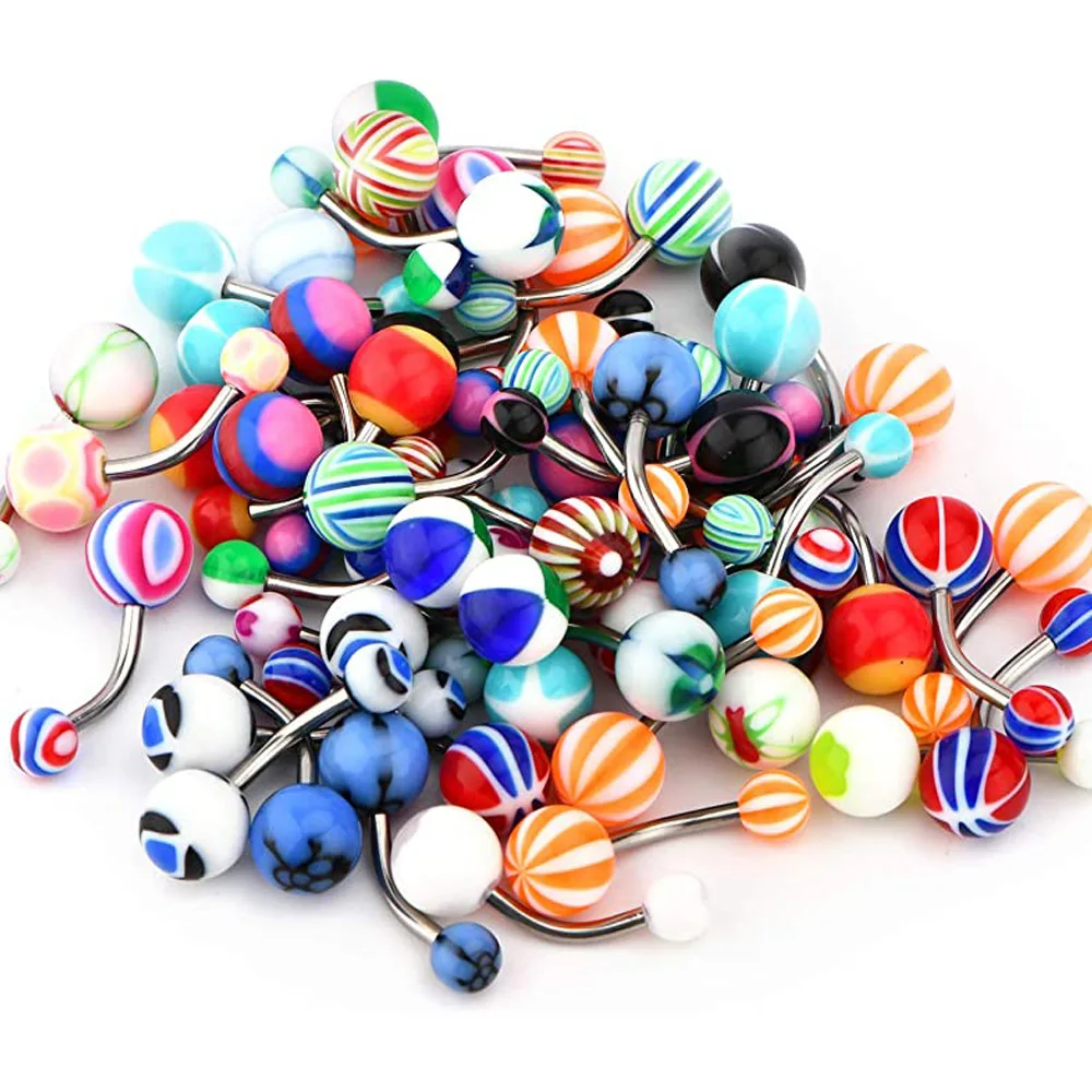 1PC Acrylic Belly Button Rings Navel Ring Mixed Colors Belly Piercing Body Jewelry for Women Beach Belly Piercing