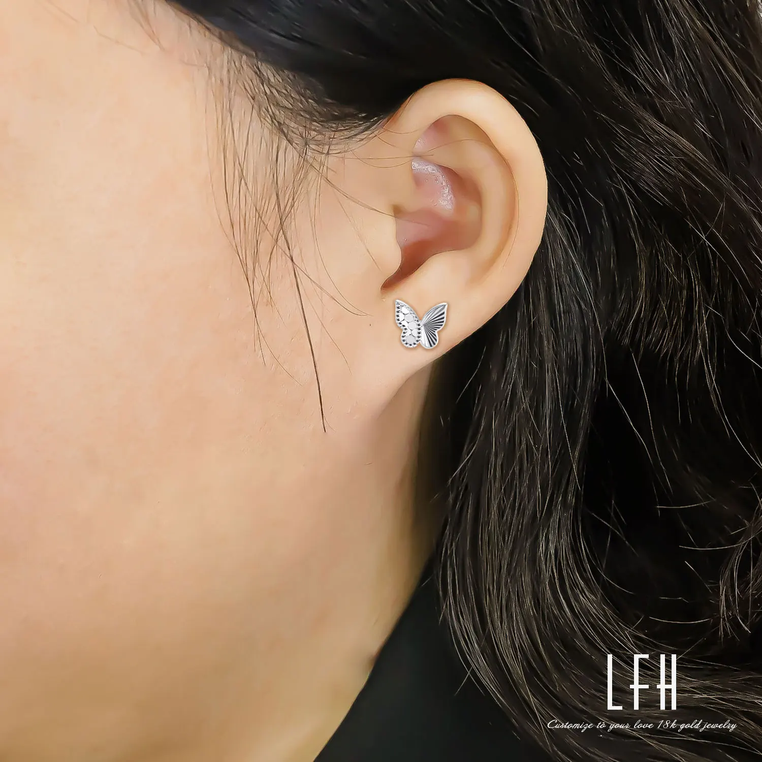 Wholesale Butterfly Stud Earrings Butterfly Earrings Au750 Gold 18k Real Oro 18k Original Saudi Gold Jewelry Pawnable 18k