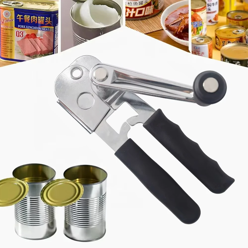 Heavy Duty Multifunction Stainless Steel Manual Handheld Tin Can Opener with Long Handle