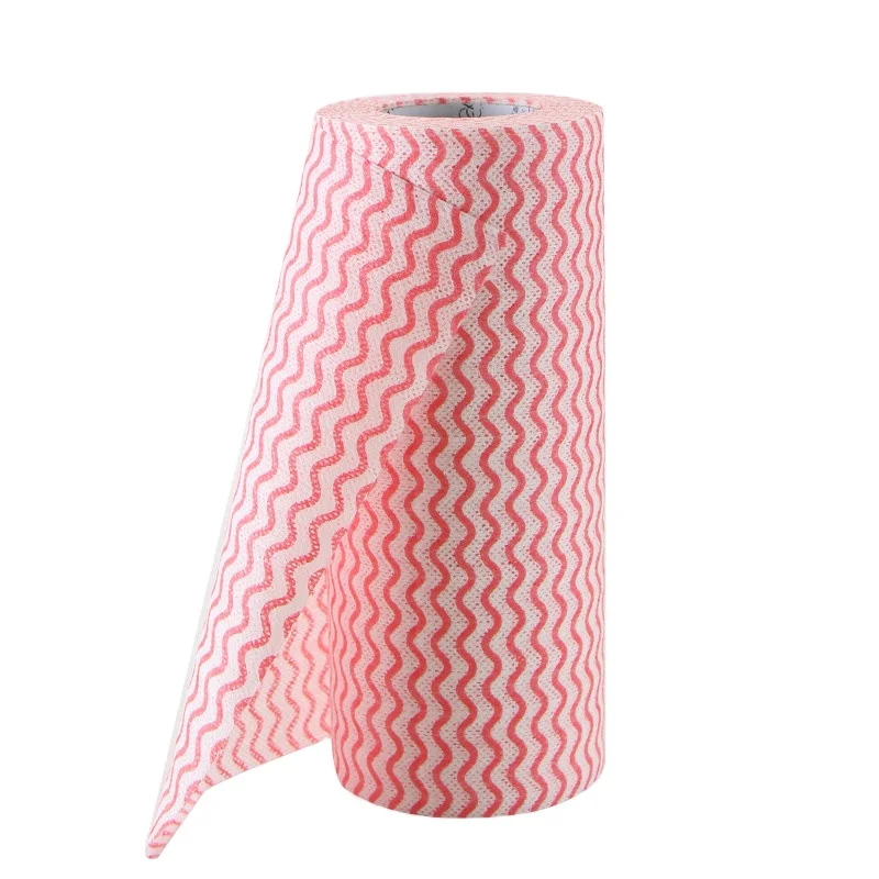 Household spunalce Reusable  wave nonwoven kitchen dish cleaning cloth lazy rags  Disposable Kitchen Paper Towel roll
