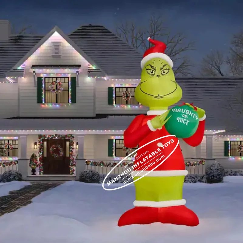 20 foot christmas inflatable Giant LED Grinch in Santa Suit Airblown grinch Inflatable
