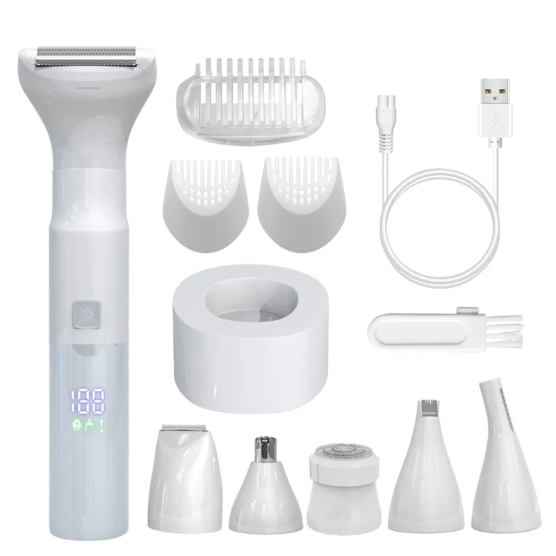 6 in 1 Electric Lady Shaver Epilator For Women Painless Hair Trimmer Body Hair Trimmer Waterproof Bikini Eyebrow Trimmer