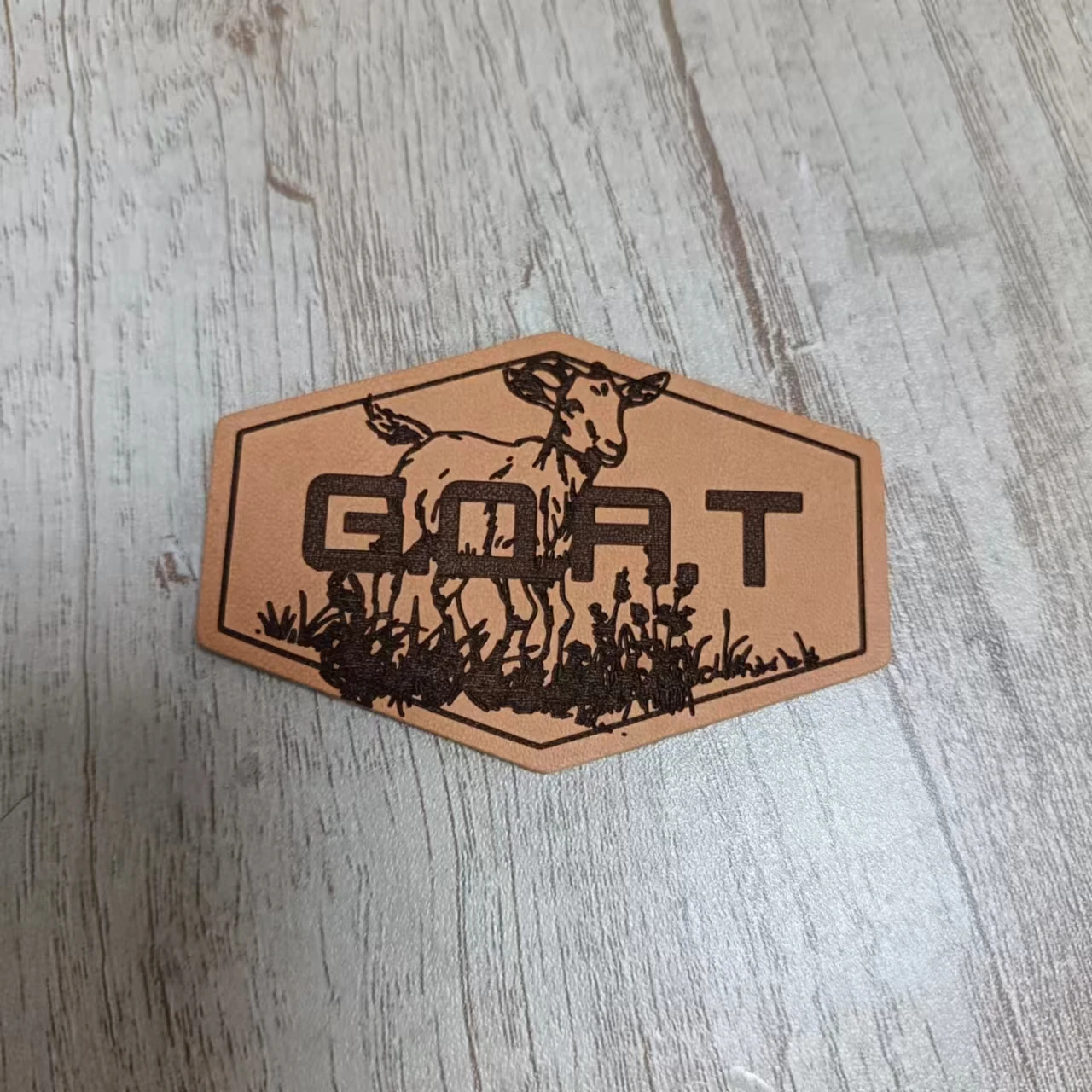 laser engraved real PU leather patches with oil edge hook and loop trucker hat leather name tag leather patches for hat