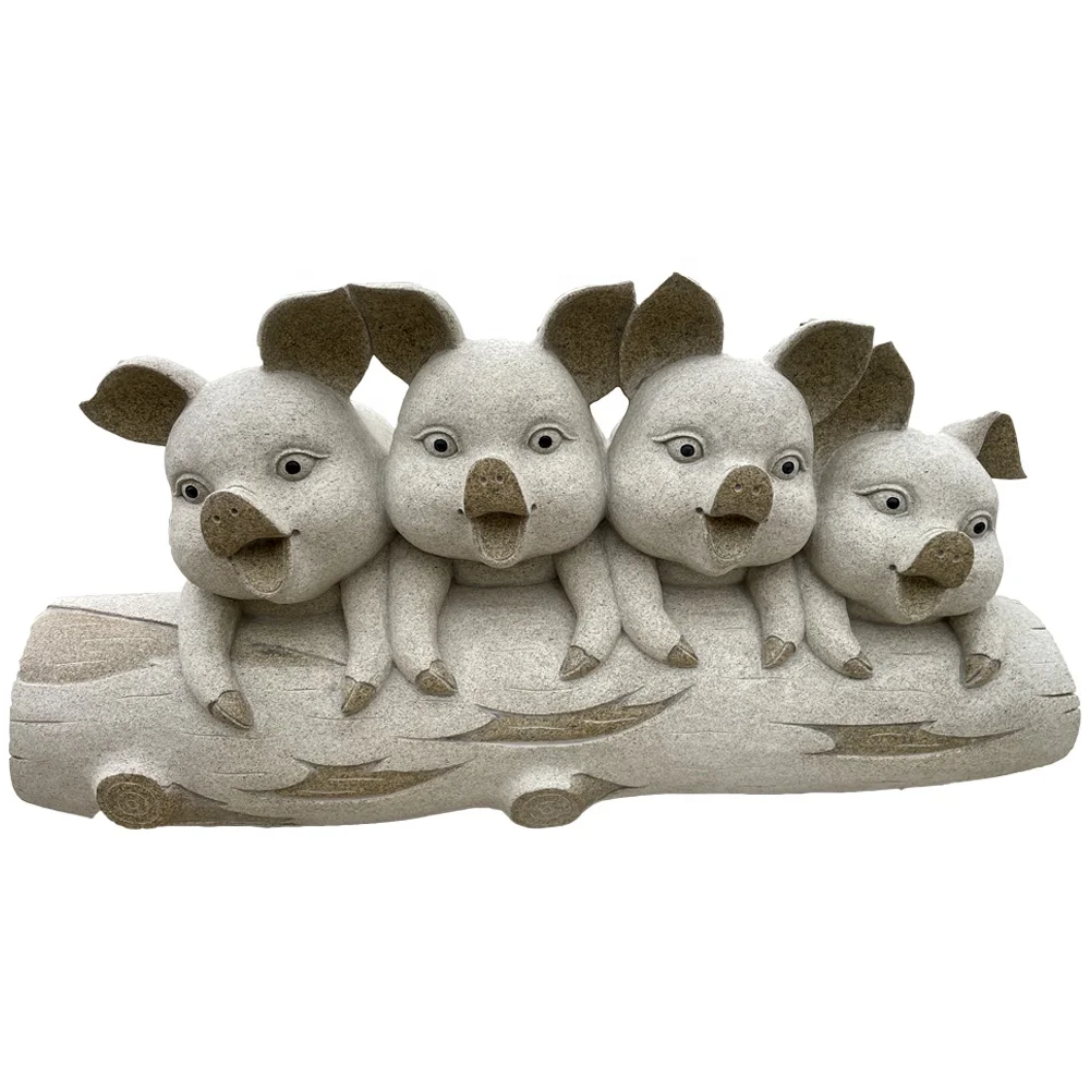 Custom Hand Carved Garden Stone Pig Granite Statue