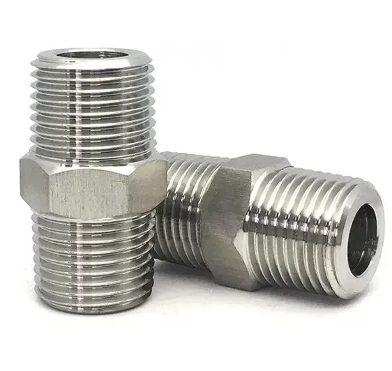 Hydraulic Stainless Steel Pipe Fitting BSPT BSPP SAE NPT Male Thread socket welded Hex Nipple